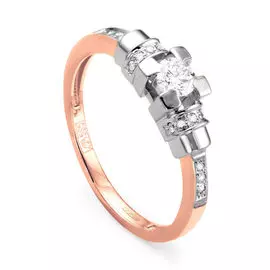 Кольцо из красного и белого золота с бриллиантами 11-0692 № 13-16