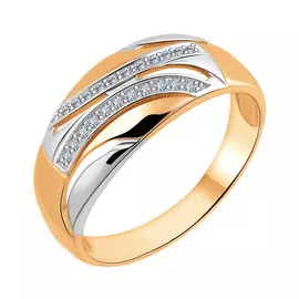 Кольцо из красного и белого золота с бриллиантами 11-9383-10-02