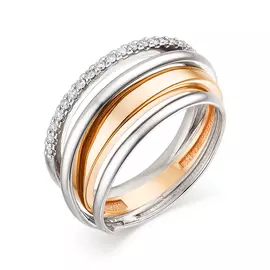 Кольцо из красного и белого золота с бриллиантами 13039-100