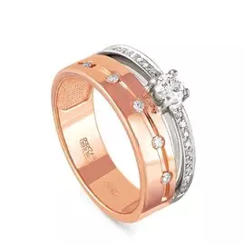 Кольцо из красного и белого золота с бриллиантами 1-0250 № 15-16