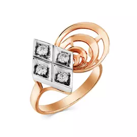 Кольцо из красного и белого золота с бриллиантами 1-107-022