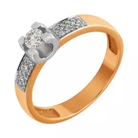 Кольцо из красного и белого золота с бриллиантами 1-206-10