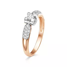 Кольцо из красного и белого золота с бриллиантами 3528-110