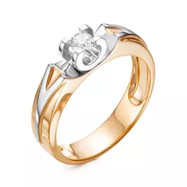 Кольцо из красного и белого золота с бриллиантами с родированием 01-01372-02-001-01-01