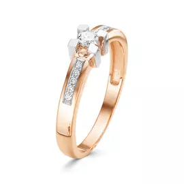 Кольцо из красного и белого золота с бриллиантами с родированием 3370-110