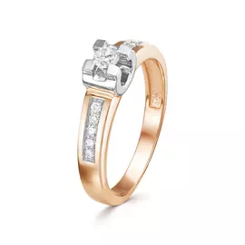 Кольцо из красного и белого золота с бриллиантами с родированием 3517-110