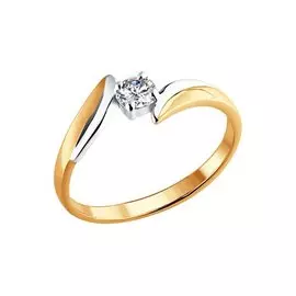 Кольцо из красного и белого золота с бриллиантом 1010092 №16 2