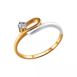 Кольцо из красного и белого золота с бриллиантом 1010189 №12 26