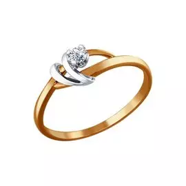 Кольцо из красного и белого золота с бриллиантом 1010626 №15 67