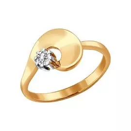 Кольцо из красного и белого золота с бриллиантом 1010669 №12 7