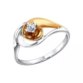 Кольцо из красного и белого золота с бриллиантом 1010678 № 12 36