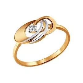 Кольцо из красного и белого золота с бриллиантом 1011339 №14 21