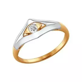 Кольцо из красного и белого золота с бриллиантом 1011512 №16 64