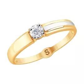 Кольцо из красного и белого золота с бриллиантом 1011721