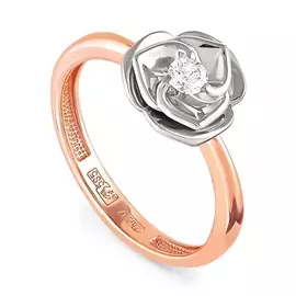 Кольцо из красного и белого золота с бриллиантом 11-0799