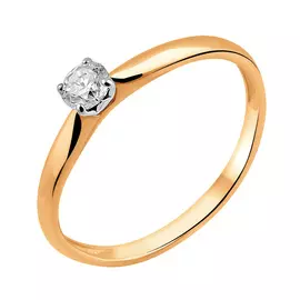 Кольцо из красного и белого золота с бриллиантом 11-9363-17-02
