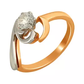 Кольцо из красного и белого золота с бриллиантом 1823-100