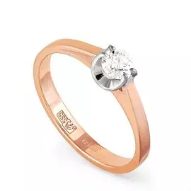 Кольцо из красного и белого золота с бриллиантом 1-0048 №50-13