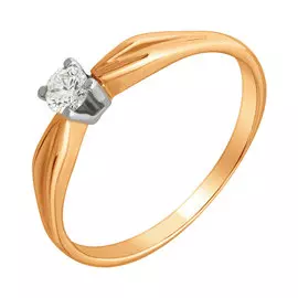 Кольцо из красного и белого золота с бриллиантом 1.04.0378