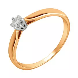 Кольцо из красного и белого золота с бриллиантом 1.04.0391