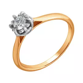 Кольцо из красного и белого золота с бриллиантом 1.04.0622