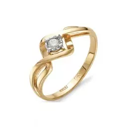 Кольцо из красного и белого золота с бриллиантом 1-105-270