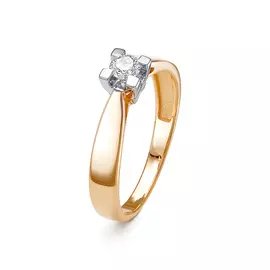 Кольцо из красного и белого золота с бриллиантом 3240-110