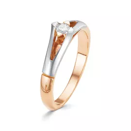 Кольцо из красного и белого золота с бриллиантом 3331-110