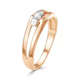 Кольцо из красного и белого золота с бриллиантом 3352-110