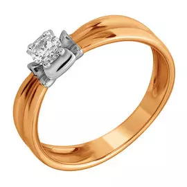 Кольцо из красного и белого золота с бриллиантом 960417к