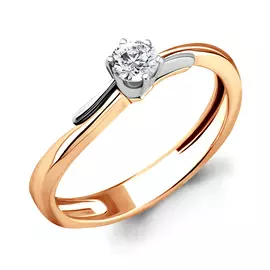 Кольцо из красного и белого золота с бриллиантом 960489к