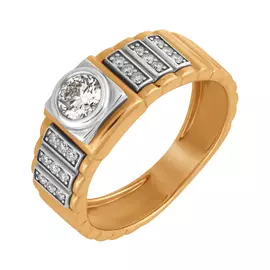 Кольцо из красного и белого золота с бриллиантом 960503к