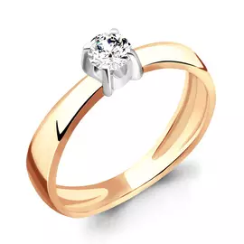 Кольцо из красного и белого золота с бриллиантом 961299к