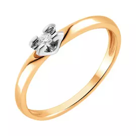 Кольцо из красного и белого золота с бриллиантом с родированием 11-9602-17-02