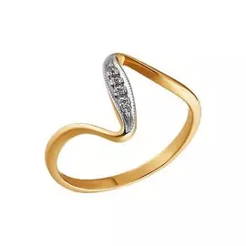 Кольцо из красного и белого золота с фианитами 010285