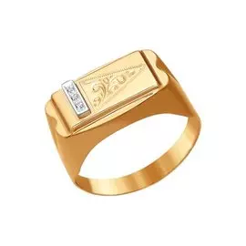 Кольцо из красного и белого золота с фианитами 011939