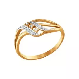 Кольцо из красного и белого золота с фианитами 015451