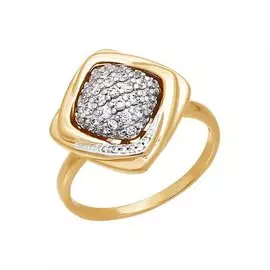 Кольцо из красного и белого золота с фианитами 015943