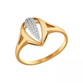 Кольцо из красного и белого золота с фианитами 016498