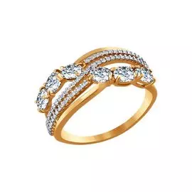 Кольцо из красного и белого золота с фианитами 016611