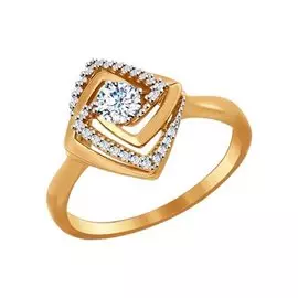 Кольцо из красного и белого золота с фианитами 017095