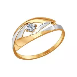 Кольцо из красного и белого золота с фианитами 017236