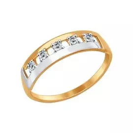 Кольцо из красного и белого золота с фианитами 017241