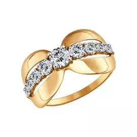 Кольцо из красного и белого золота с фианитами 017315