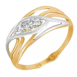 Кольцо из красного и белого золота с фианитами 017976