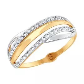 Кольцо из красного и белого золота с фианитами 018026