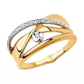 Кольцо из красного и белого золота с фианитами 018266