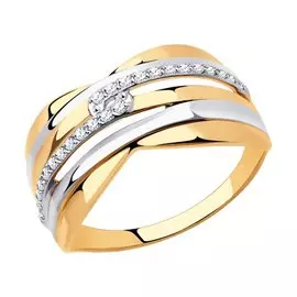 Кольцо из красного и белого золота с фианитами 018514