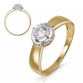 Кольцо из красного и белого золота с фианитами 114466