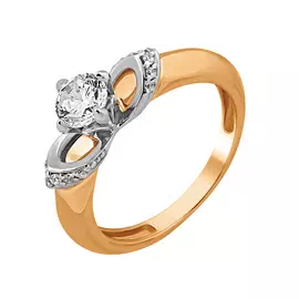 Кольцо из красного и белого золота с фианитами 11-0405-17-01